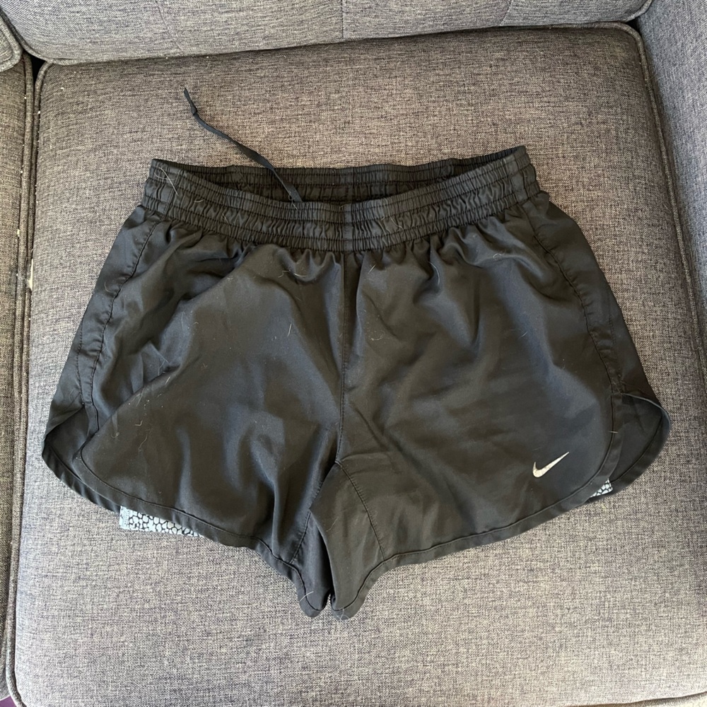 Nike Dri-Fit Women’s Black Running Athletic Shorts with Patterned Spandex